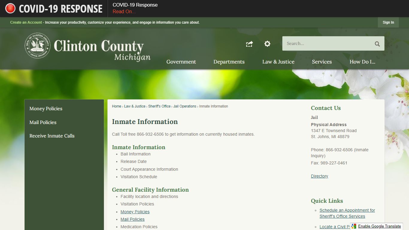 Inmate Information | Clinton County, MI